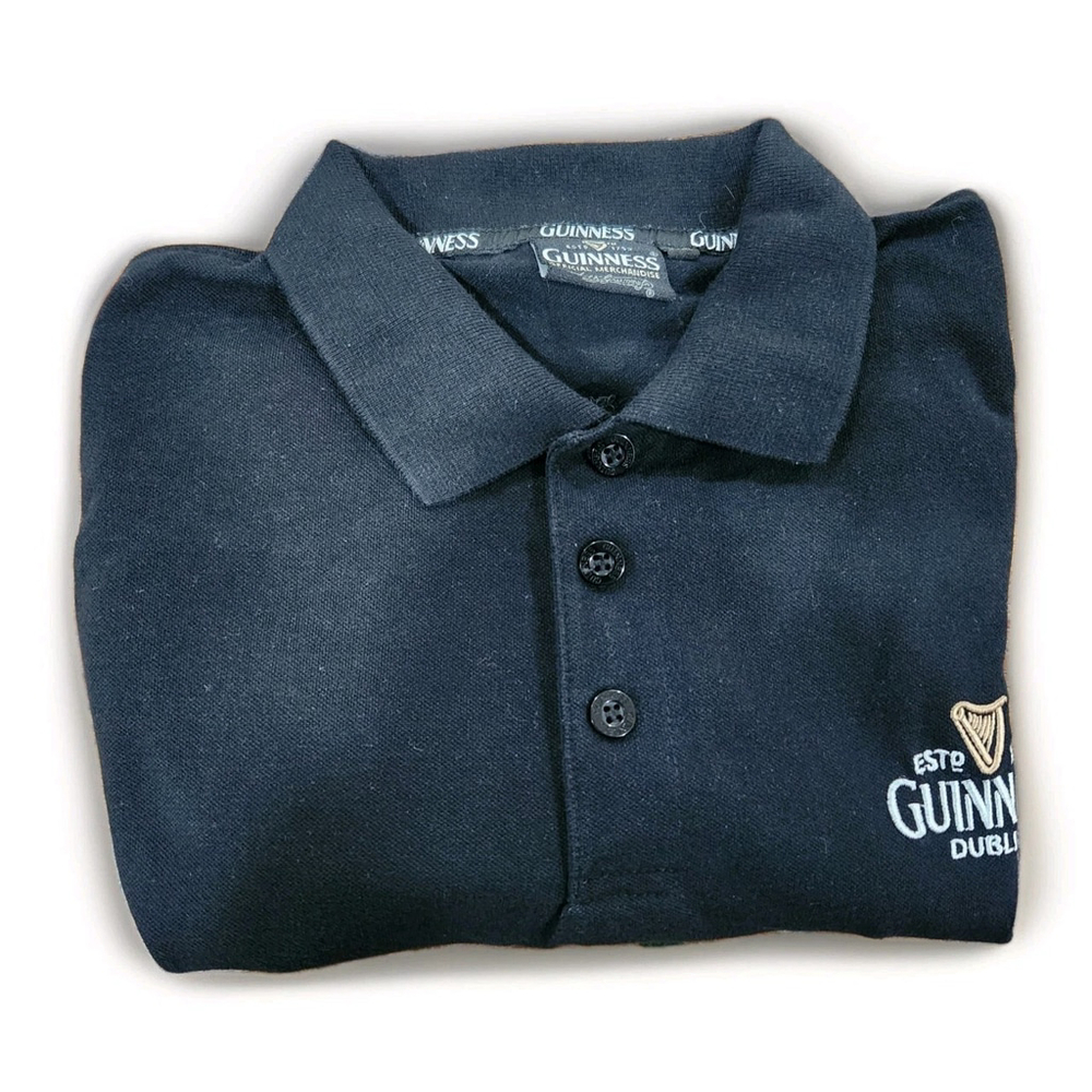 Guinness Mens Polo Shirt XL Short Sleeves Black Logo Official Merchandise Beer